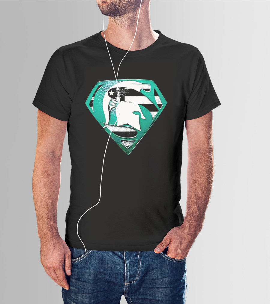 Michigan State Spartans Superman American Flag T-Shirt