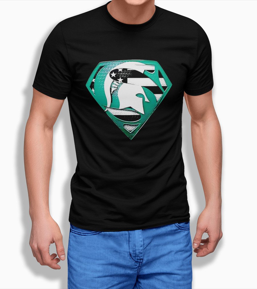 Michigan State Spartans Superman American Flag T-Shirt