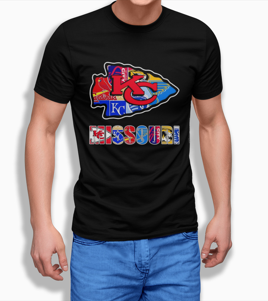 Missouri Sports Teams KC Chiefs Cardinals Royals Blues Sporting Arrowhead T-Shirt