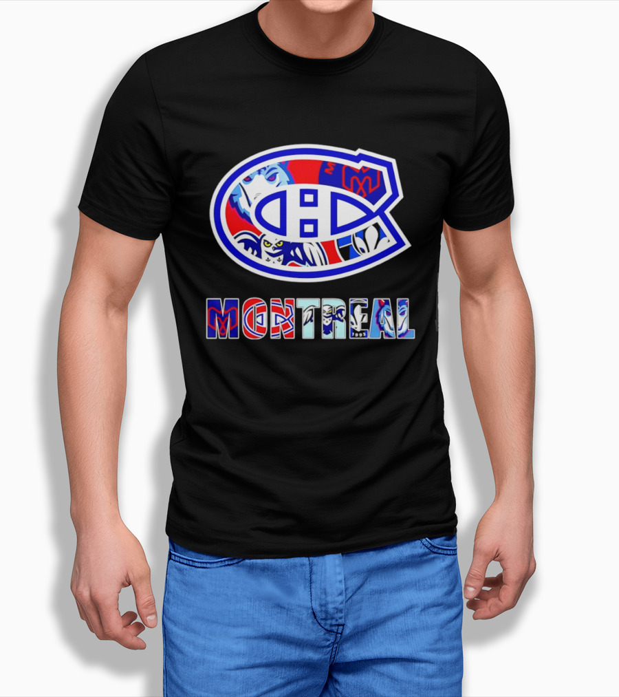 Montreal Canadiens And Sports Teams Emblem Montage T-Shirt