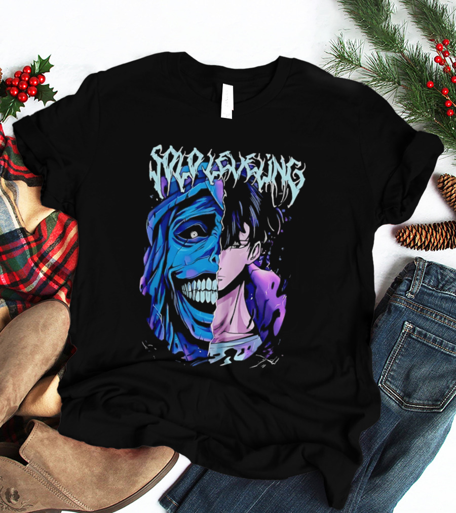 Solo Leveling Split Face Cotton Anime T-Shirt