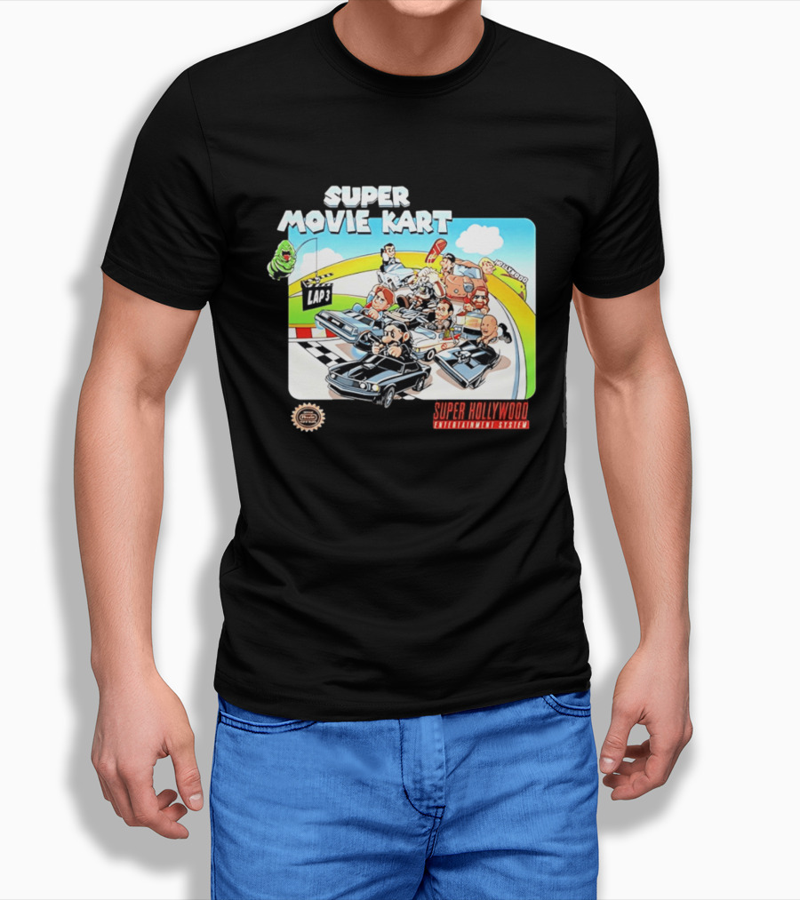 Super Movie Kart Super Hollywood Entertainment System John Wick Back To The Future Ghostbusters Mad Max Rocky T-Shirt