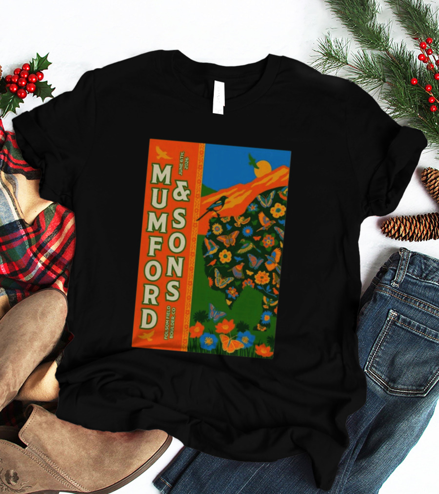 Mumford And Sons June 6 2026 Folsom Field Boulder CO Butterflies And Nature T-Shirt