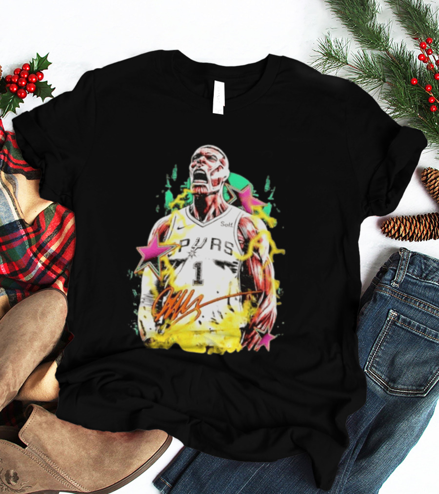 Victor Wembanyama San Antonio Spurs Attack On Titan Colossal Titan Spurs 1 Self Signature T-Shirt