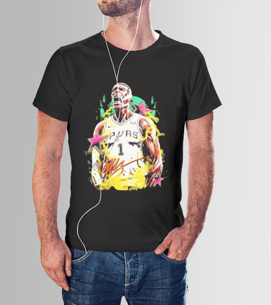 Victor Wembanyama San Antonio Spurs Attack On Titan Colossal Titan Spurs 1 Self Signature T-Shirt