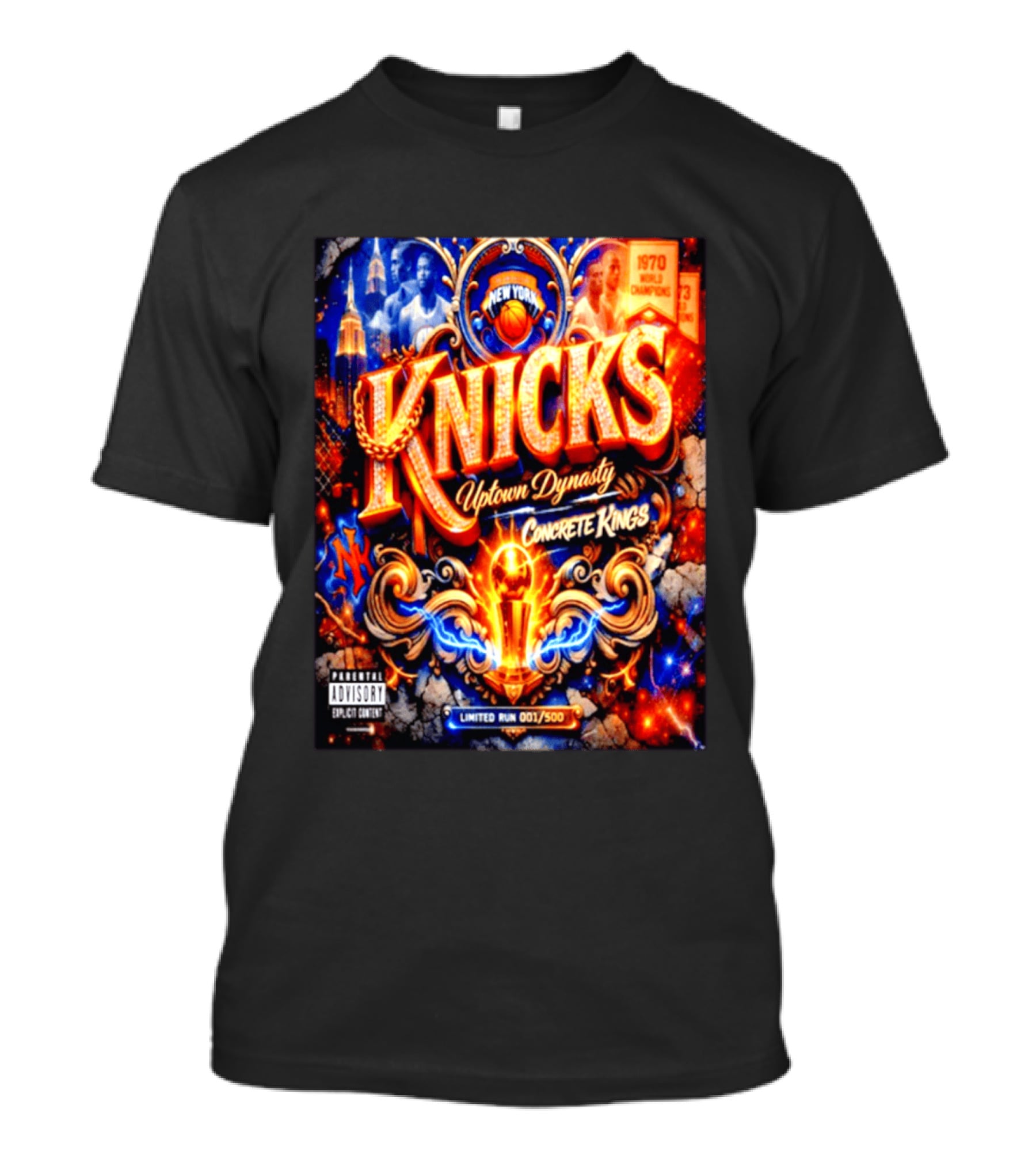 New York Knicks Uptown Dynasty Concrete Kings 1970 World Champions Limited Run T-Shirt