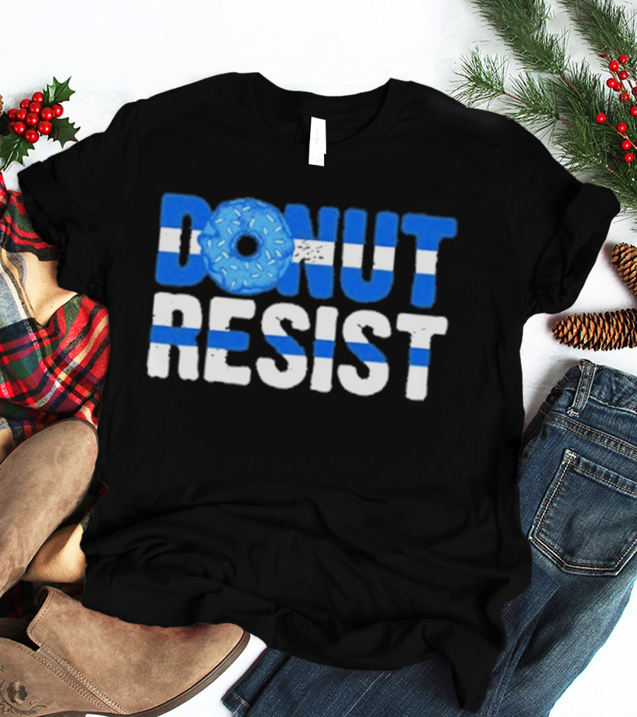 Donut Resist Police Officer Thin Blue Line Cop Policeman T-Shirt