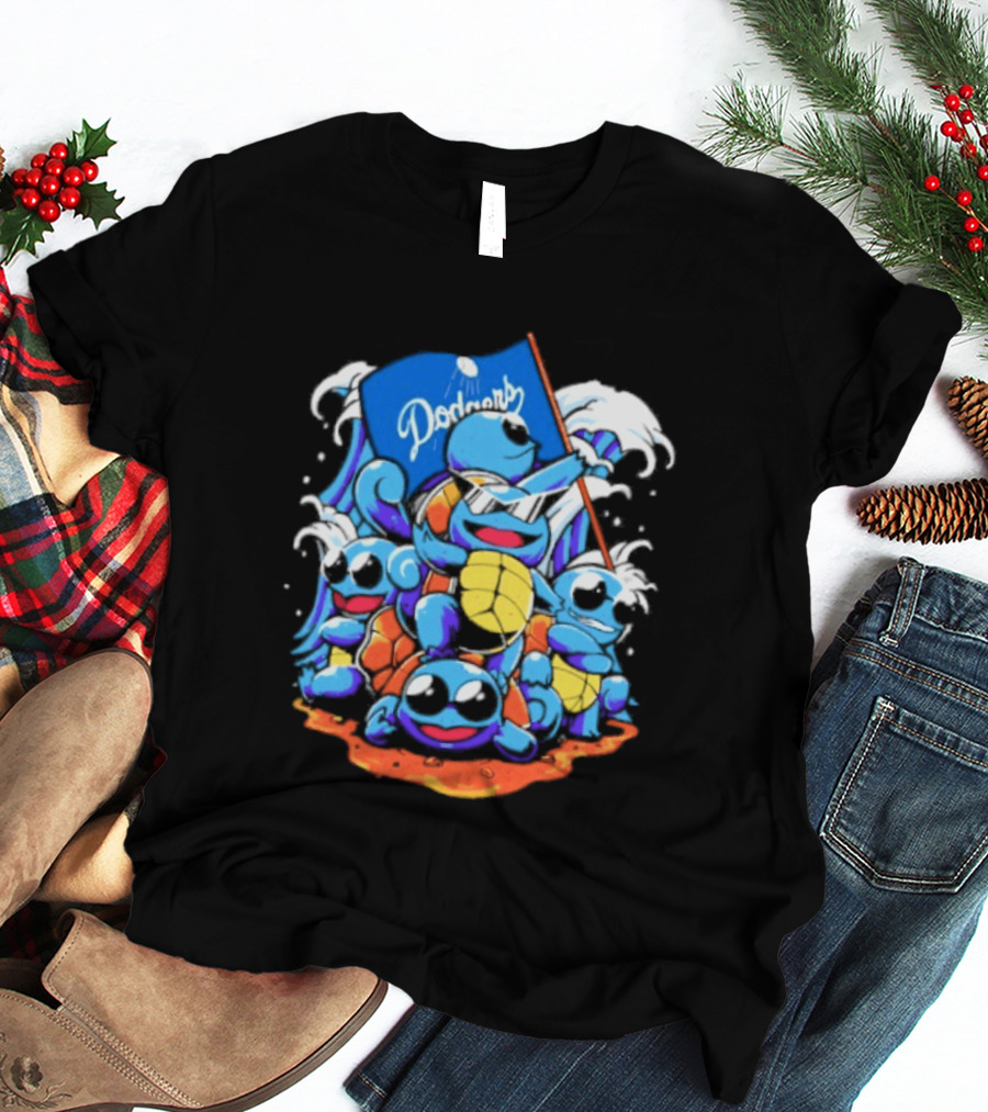 Squirtle Squad Dodgers Blue Flag Los Angeles Pokémon Collaboration T-Shirt