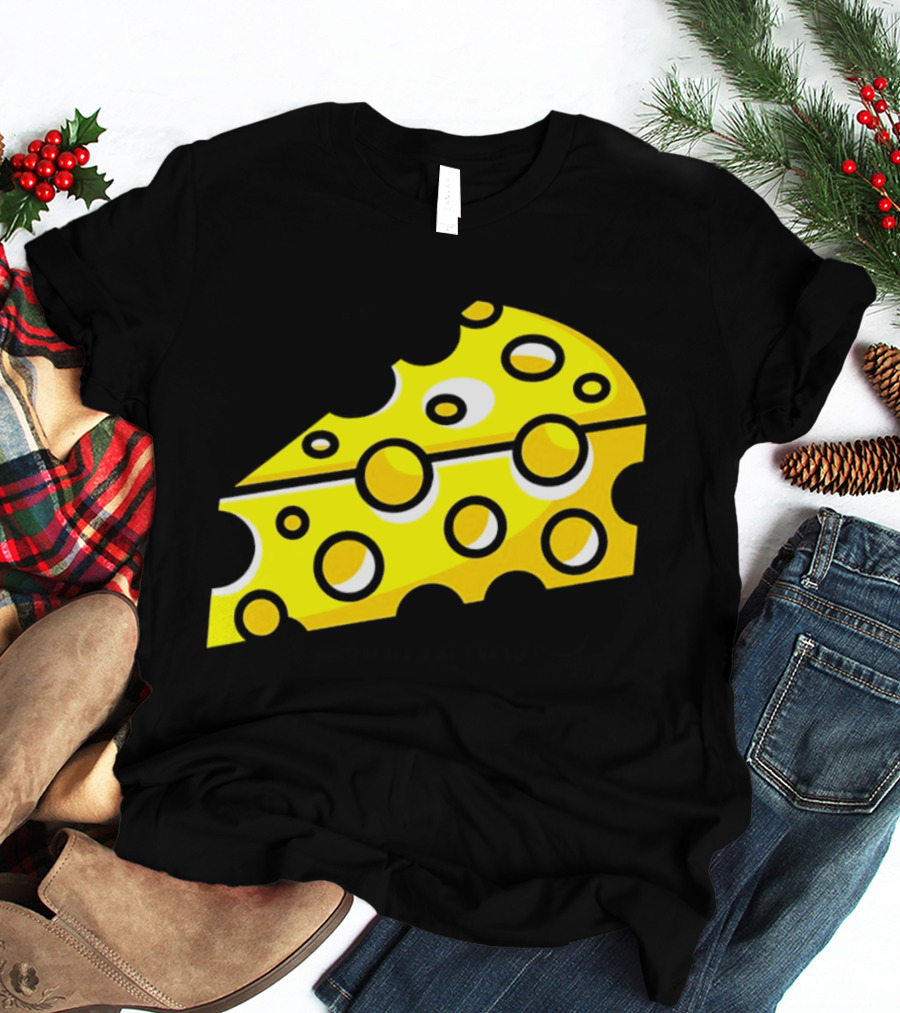 Swiss Cheese Hole Yellow Food Slice Dairy Snack Culinary T-Shirt