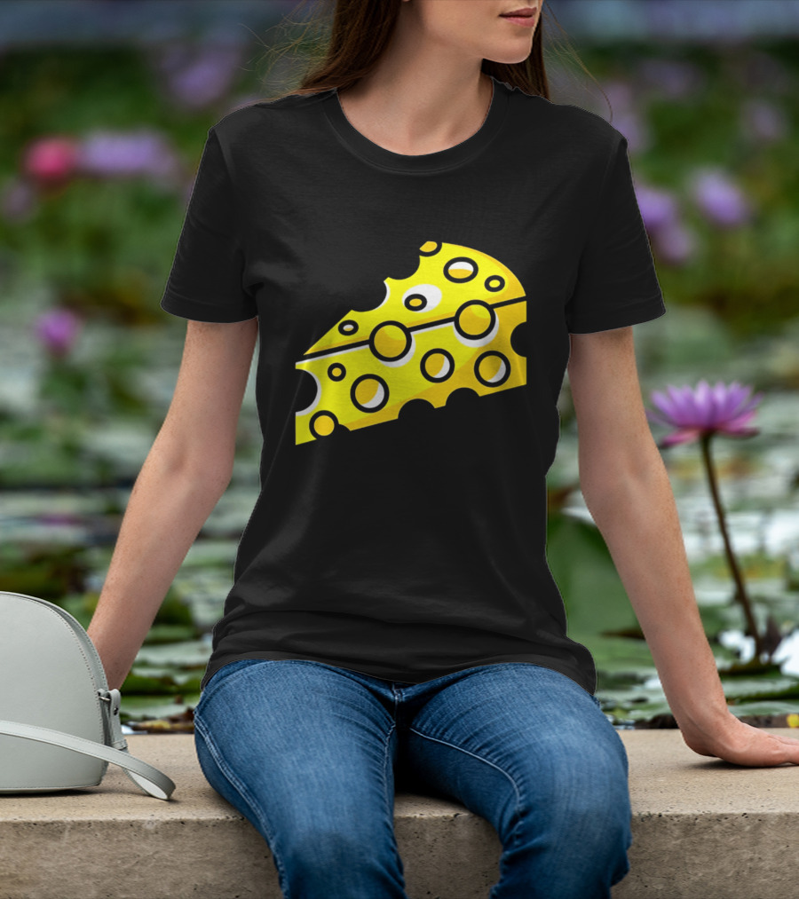 Swiss Cheese Hole Yellow Food Slice Dairy Snack Culinary T-Shirt