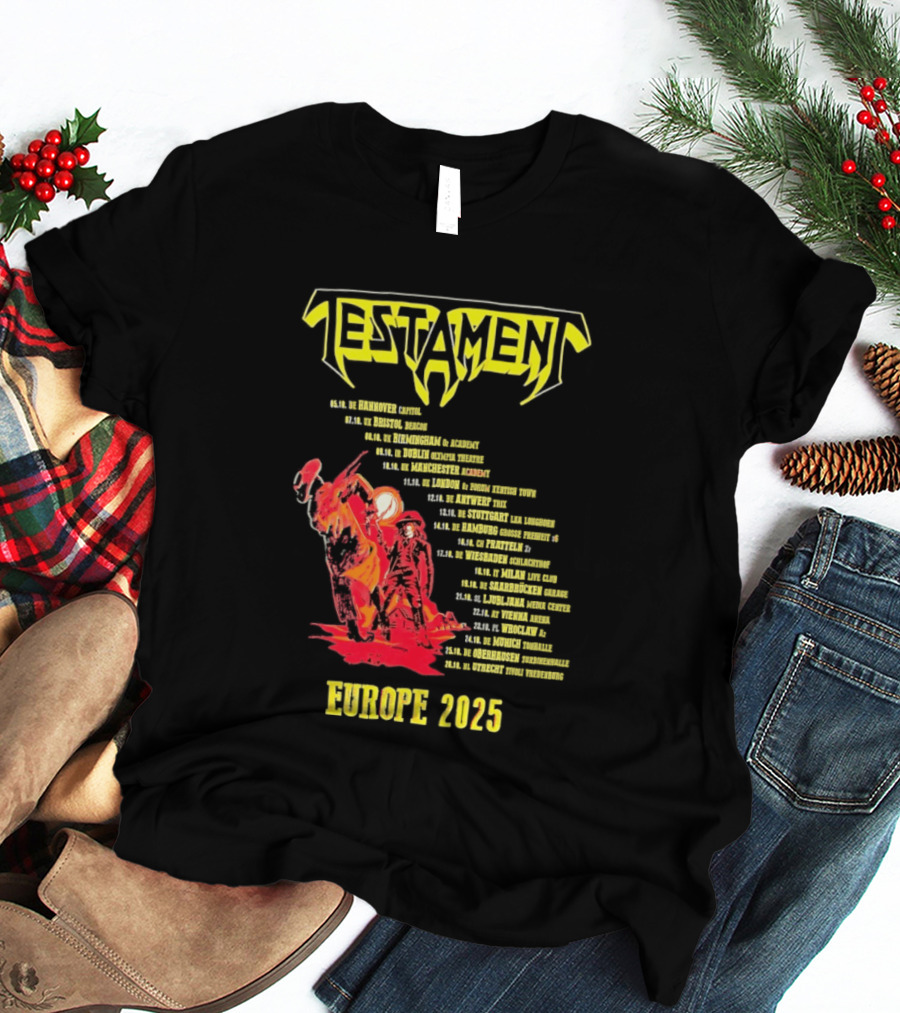 Testament Europe 2025 Tour Western Outlaw Dates T-Shirt
