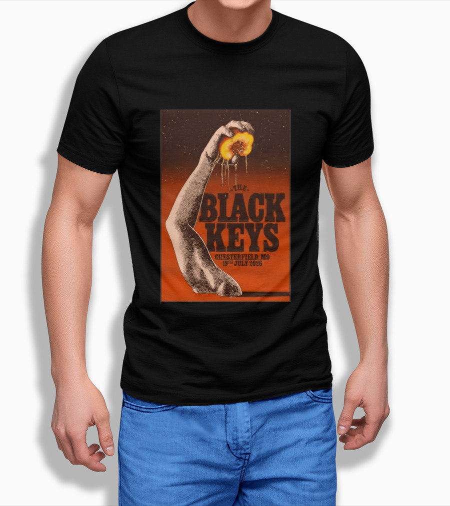 The Black Keys Chesterfield MO 19th July 2026 Hand Peach T-Shirt