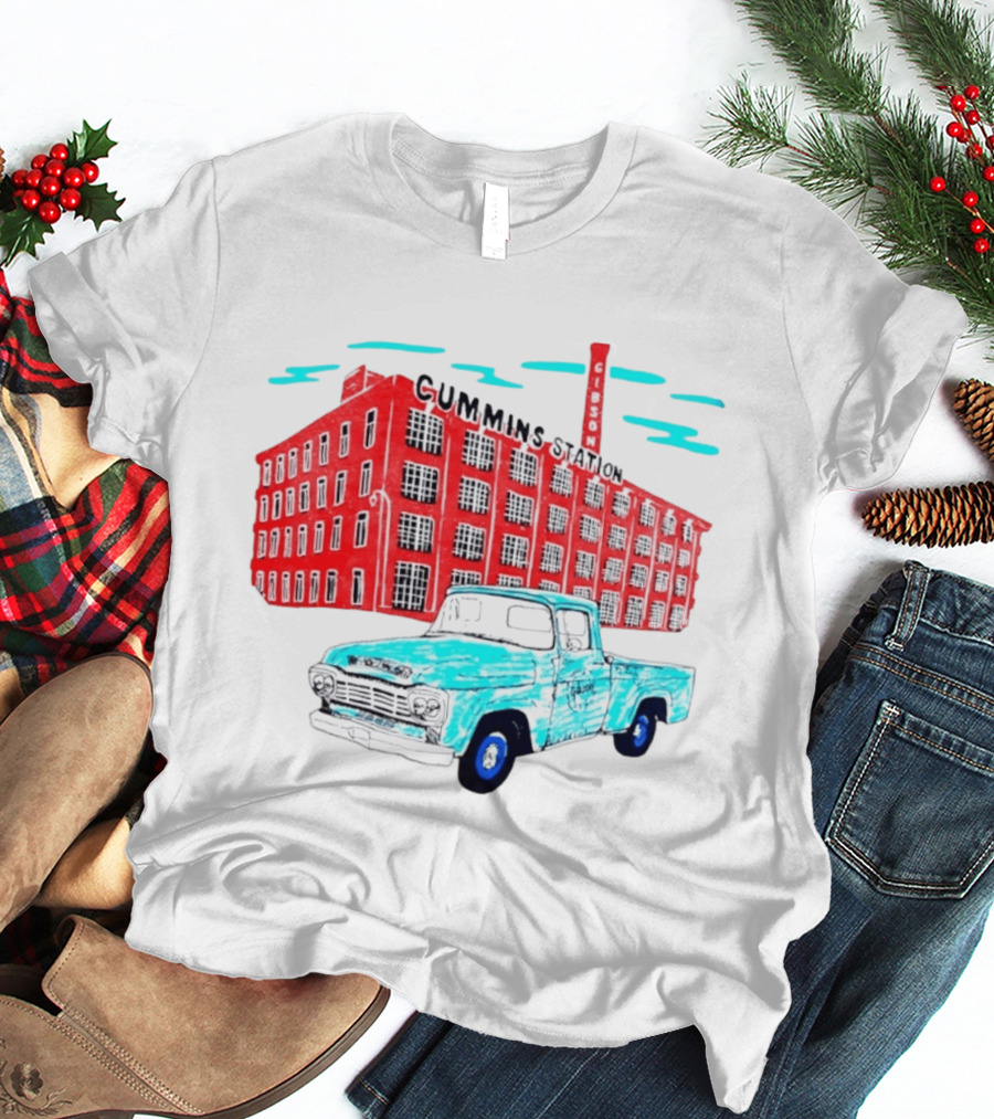 Gilson Cummins Station Vintage Truck And Building Scene T-Shirt