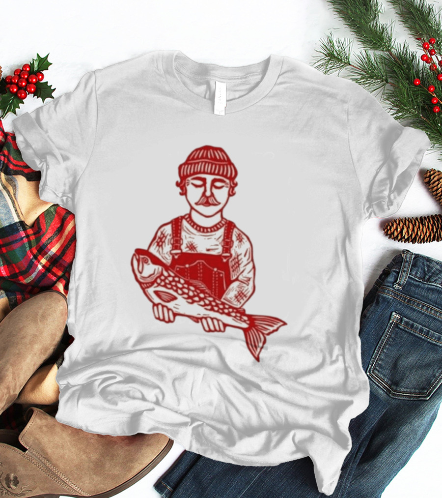 Goth Babe Fisherman Holding Fish T-Shirt