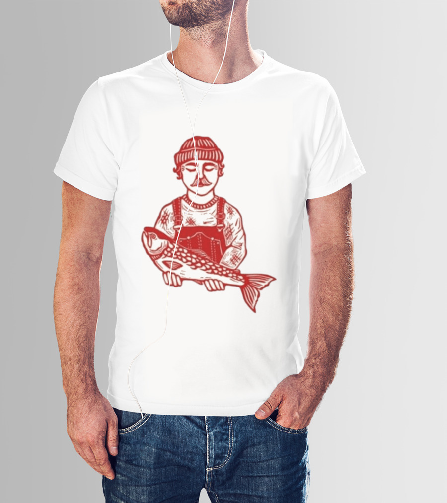 Goth Babe Fisherman Holding Fish T-Shirt