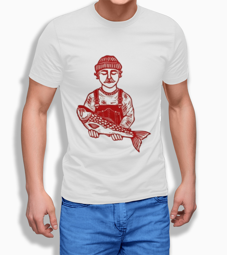 Goth Babe Fisherman Holding Fish T-Shirt