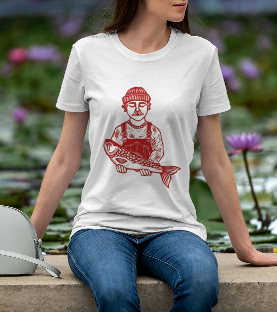 Goth Babe Fisherman Holding Fish T-Shirt