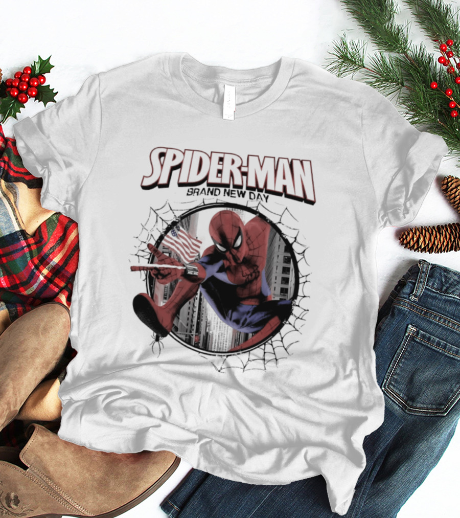 Spider Man Brand New Day Marvel Peter Parker Swinging Action T-Shirt