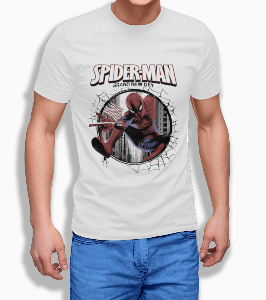 Spider Man Brand New Day Marvel Peter Parker Swinging Action T-Shirt