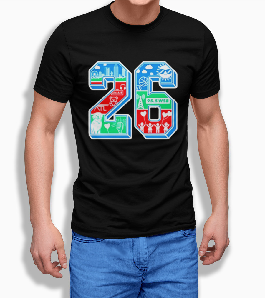 26th Annual WSB Care A Thon 95.5 WSB ATL Skyline Basketball Teddy Bear Radio Sun T-Shirt