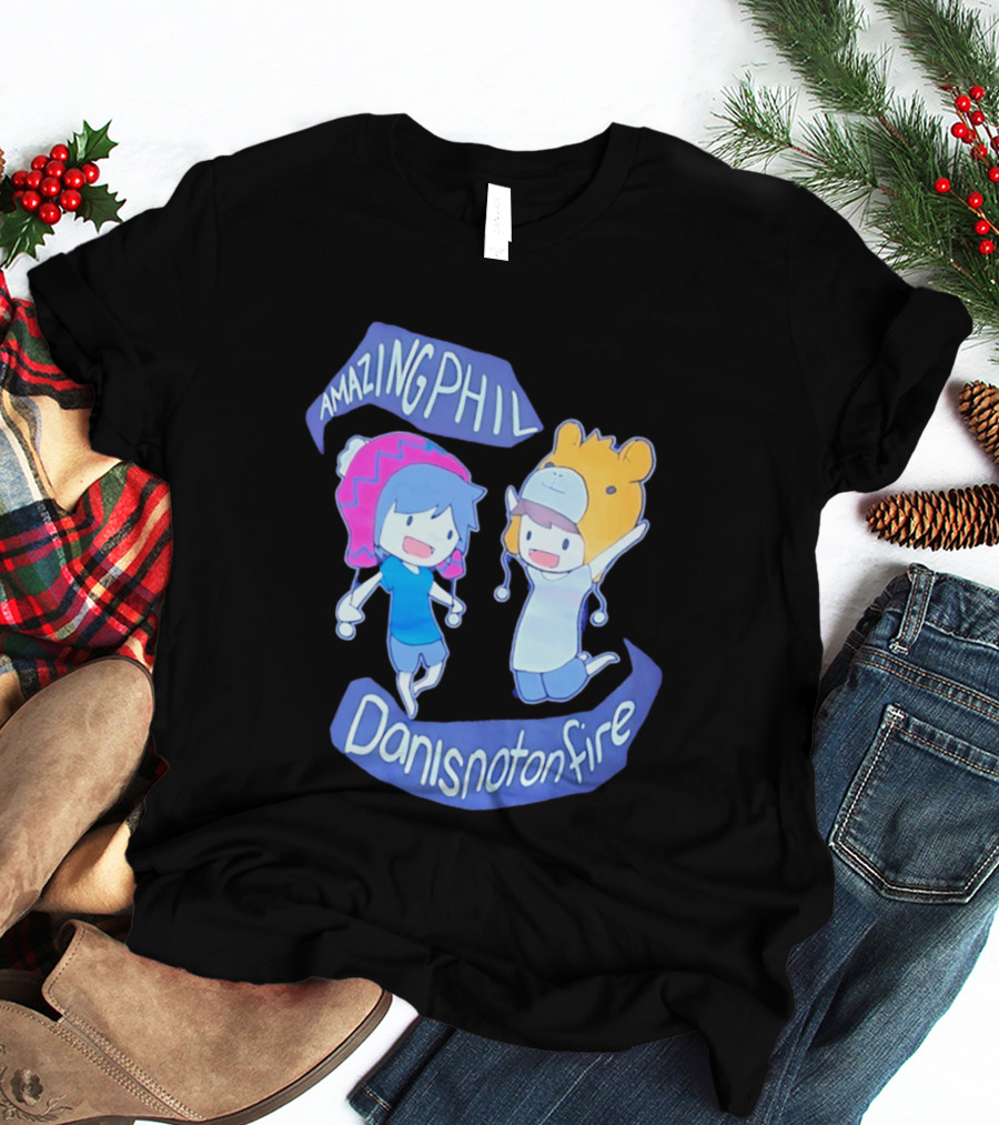 AmazingPhil Danisnotonfire Cartoon Characters In Cute Animal Hats T-Shirt