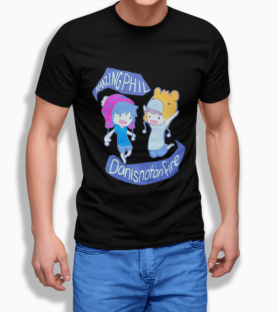 AmazingPhil Danisnotonfire Cartoon Characters In Cute Animal Hats T-Shirt