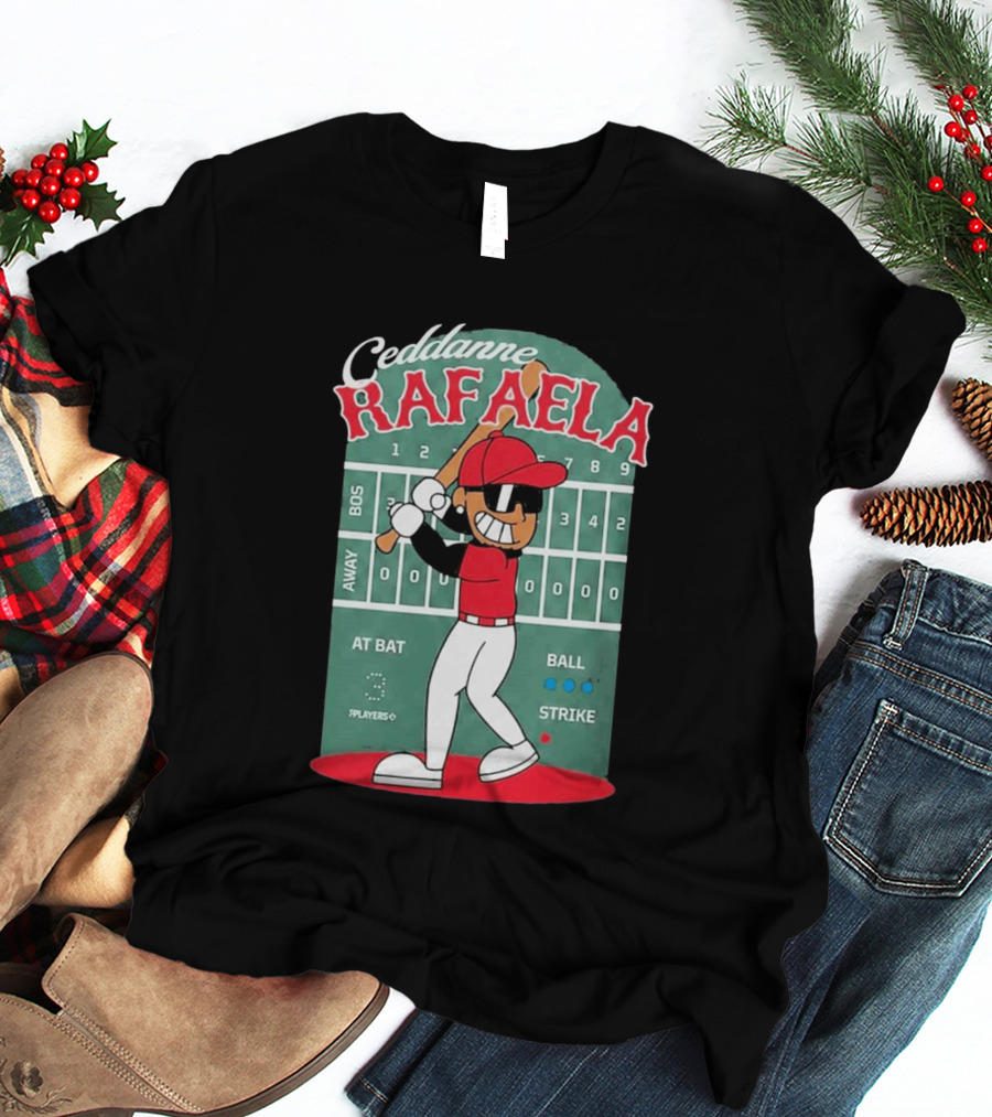 Ceddanne Rafaela Baseball Cartoon Scoreboard T-Shirt