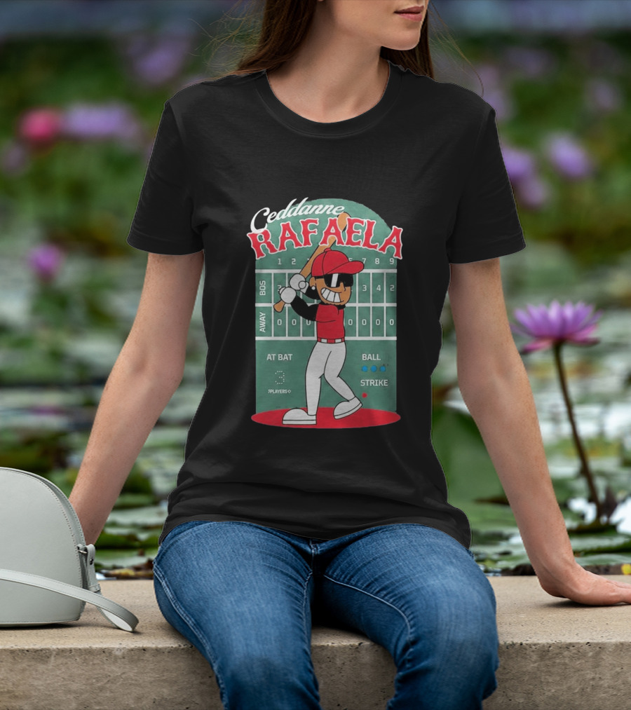 Ceddanne Rafaela Baseball Cartoon Scoreboard T-Shirt