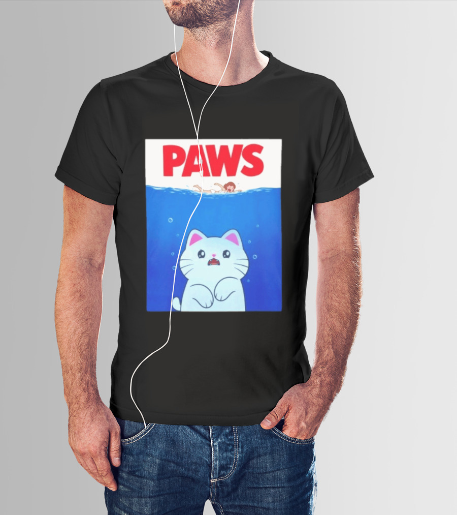 Paws Cat Parody Movie Jaws T-Shirt