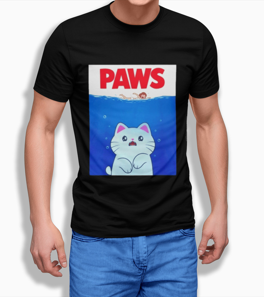 Paws Cat Parody Movie Jaws T-Shirt
