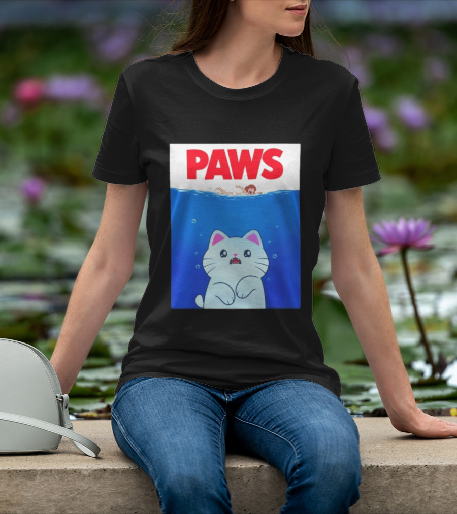 Paws Cat Parody Movie Jaws T-Shirt