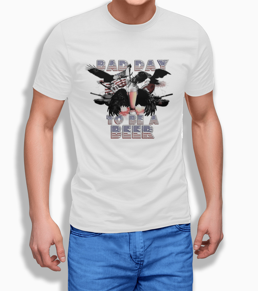 Bad Day To Be A Beer Eagle American Flag Football T-Shirt