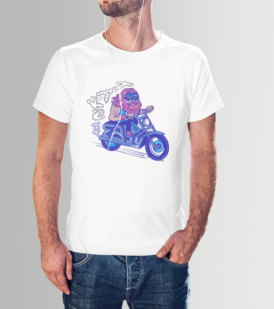 Billy Biker Cartoon Motorcycle Bearded Man T-Shirt