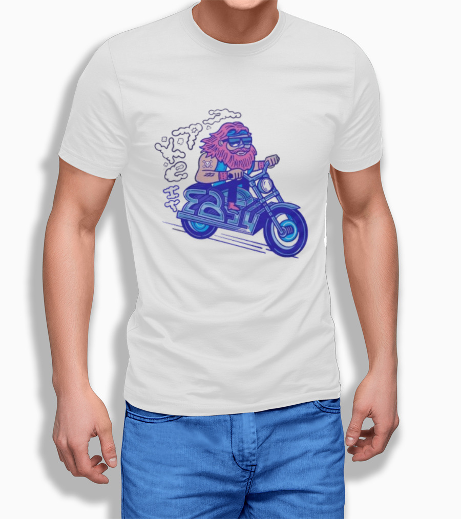 Billy Biker Cartoon Motorcycle Bearded Man T-Shirt
