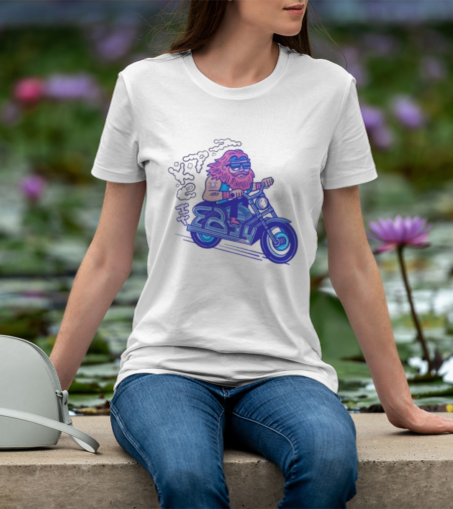 Billy Biker Cartoon Motorcycle Bearded Man T-Shirt