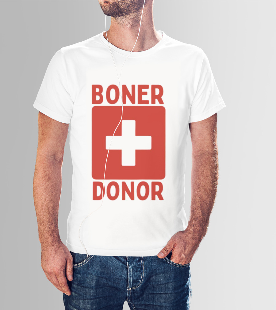 Boner Donor Sarcastic Adult Humor Red Cross T-Shirt
