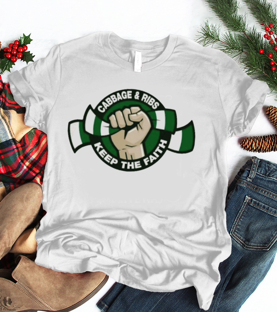 Cabbage & Ribs Keep The Faith Celtic FC Fist T-Shirt