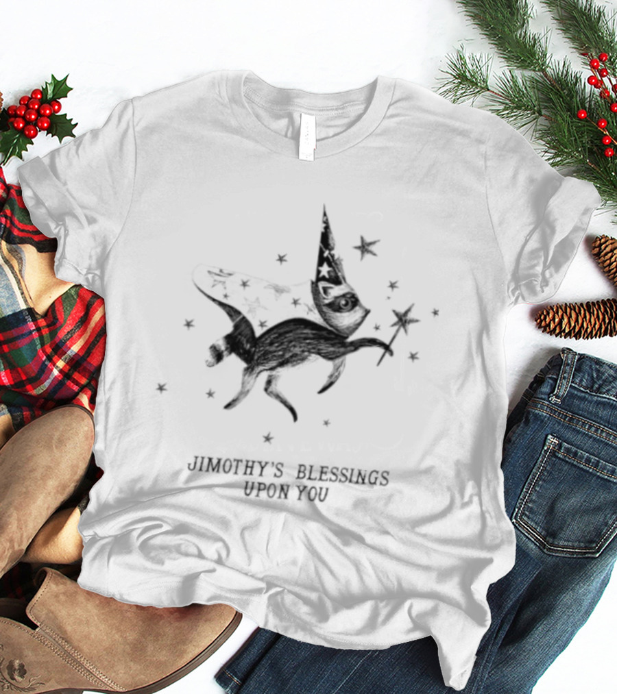 Jimothy's Blessings Upon You Wizard Raccoon Enchanting Starry Magic T-Shirt