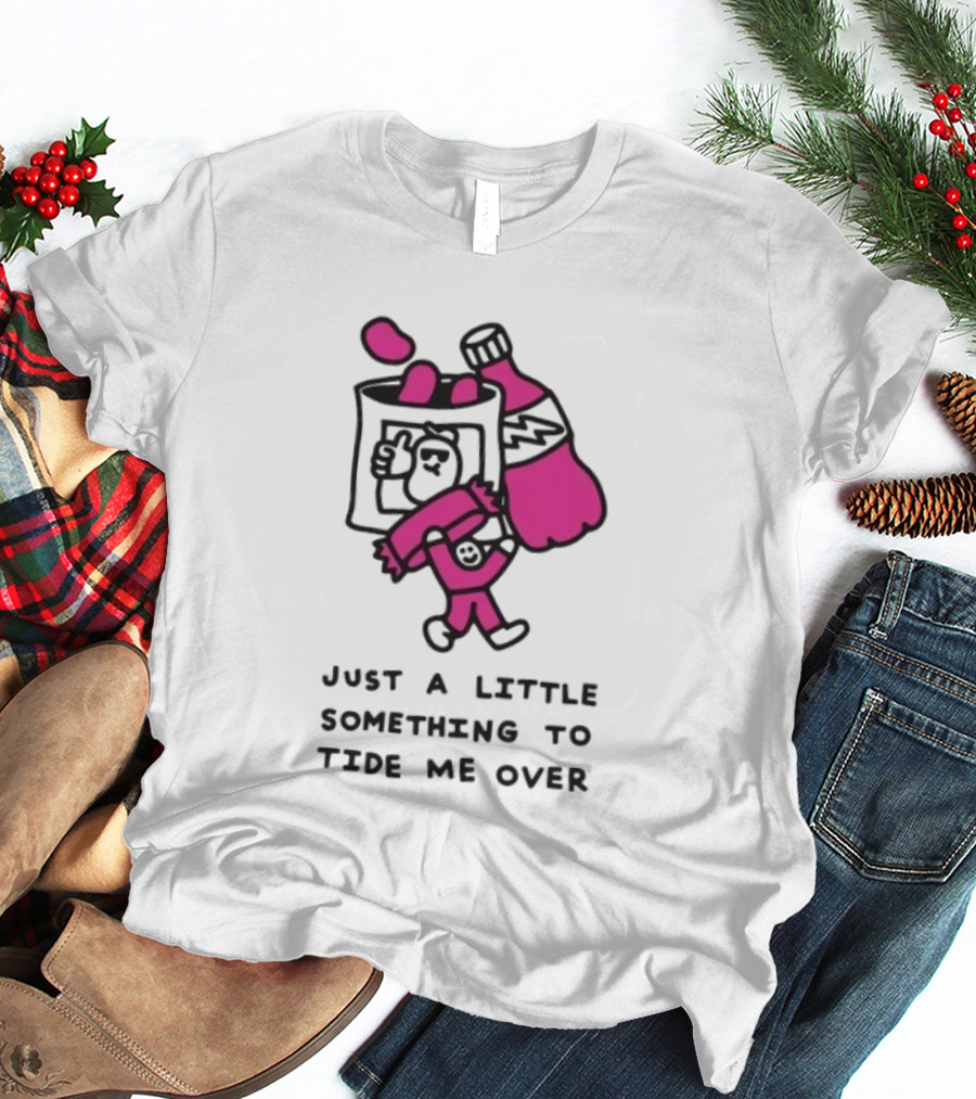 Just A Little Something To Tide Me Over Snack Pink Character Carrying Beer T-Shirt