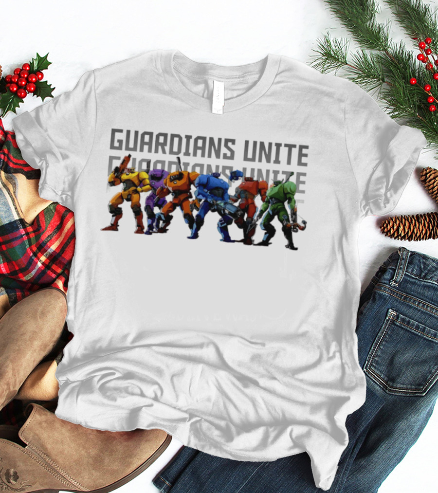 Guardians Unite Roboquest Colorful Robot Squad T-Shirt