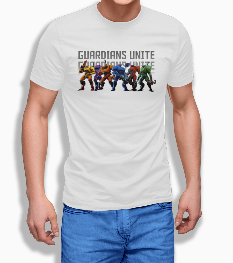 Guardians Unite Roboquest Colorful Robot Squad T-Shirt