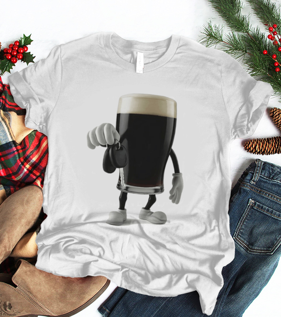 Guinness Beer Pint Holding Car Keys T-Shirt
