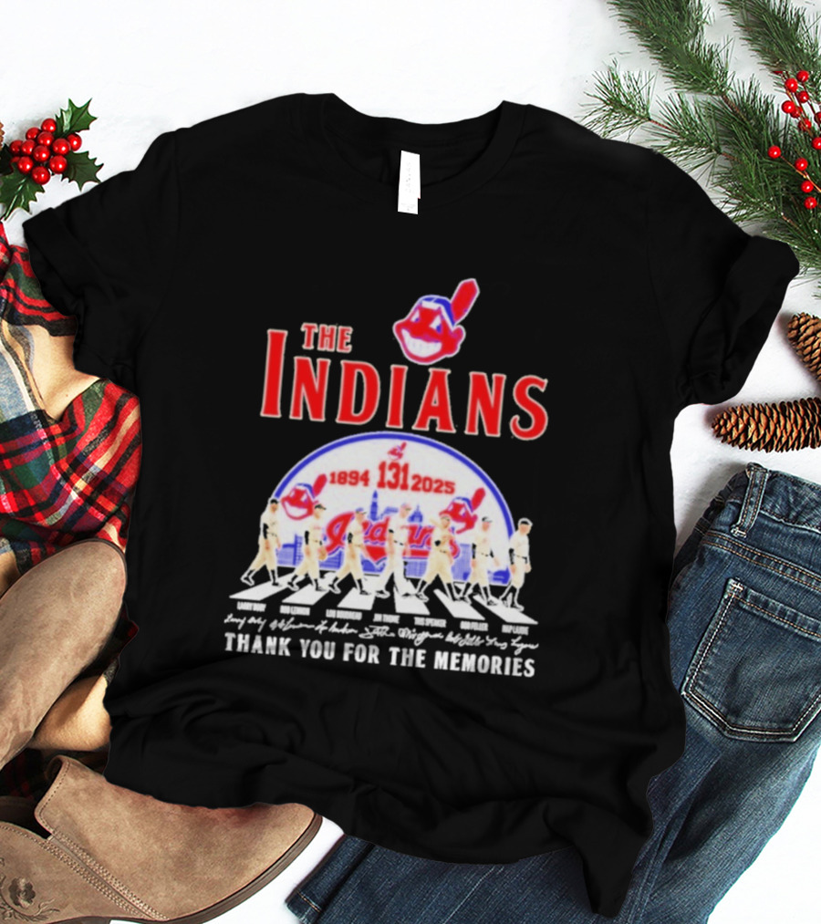 The Cleveland Indians 131st Anniversary 1894 2025 Thank You For The Memories Abbey Road Signatures T-Shirt