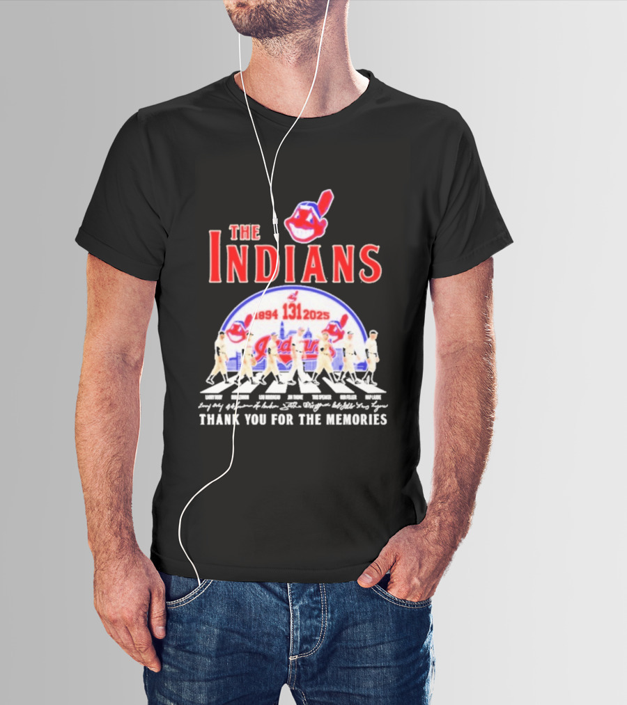The Cleveland Indians 131st Anniversary 1894 2025 Thank You For The Memories Abbey Road Signatures T-Shirt