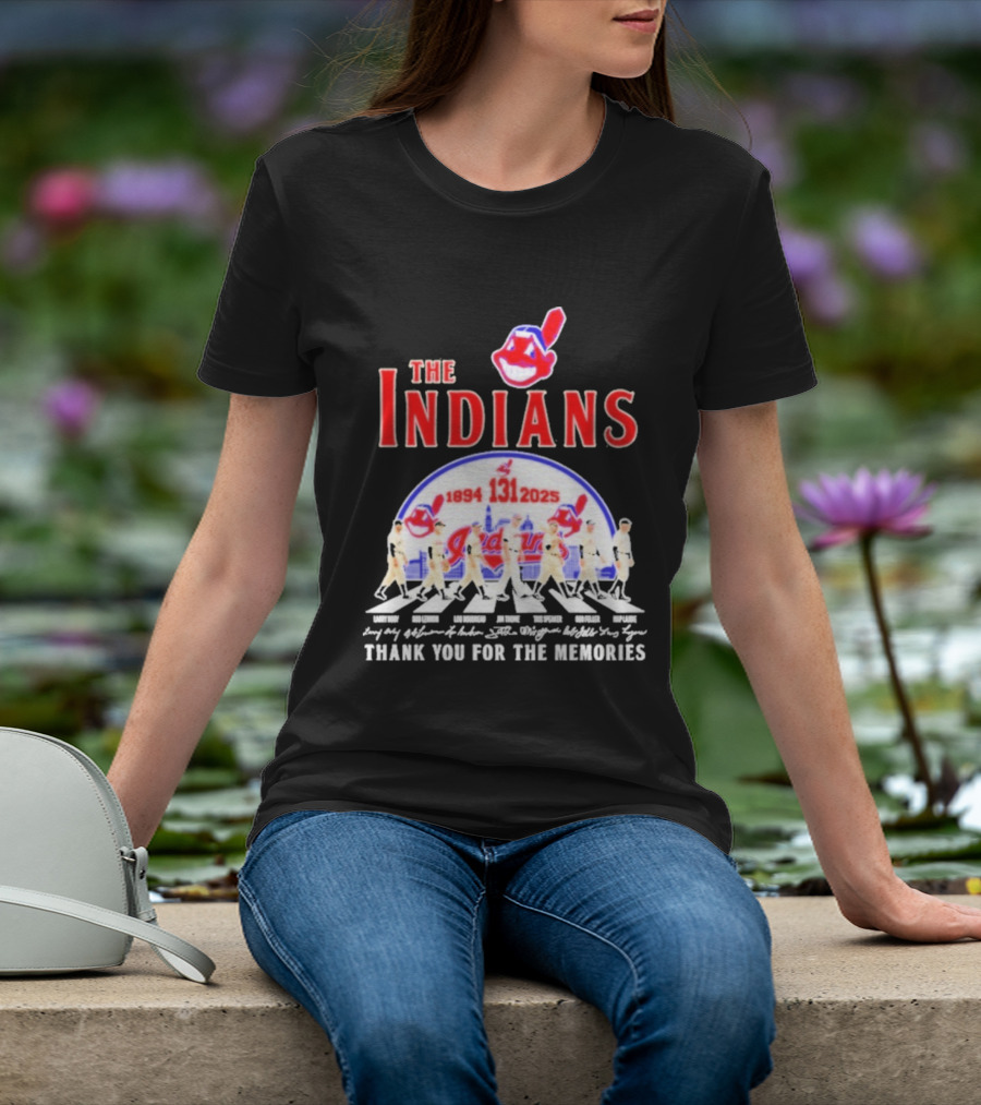 The Cleveland Indians 131st Anniversary 1894 2025 Thank You For The Memories Abbey Road Signatures T-Shirt