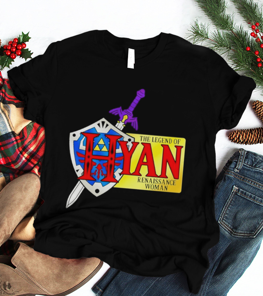 Hyan Renaissance Woman Legend Triforce Shield Sword T-Shirt
