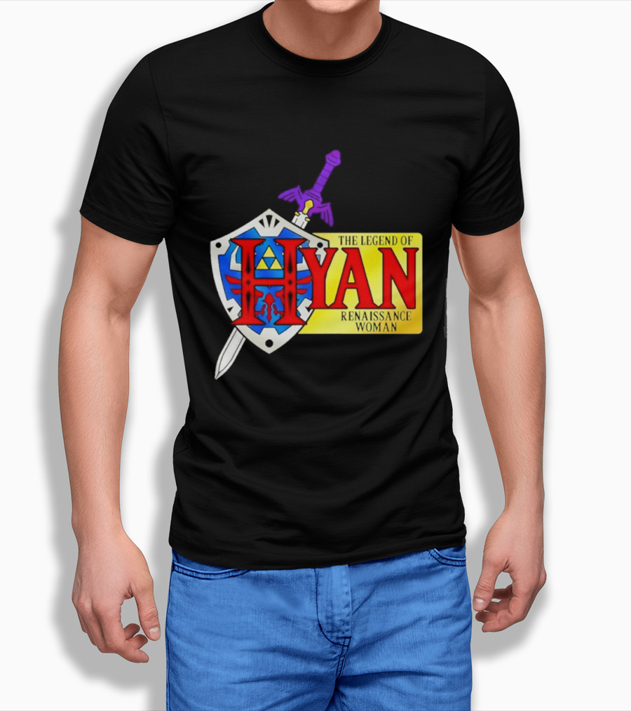 Hyan Renaissance Woman Legend Triforce Shield Sword T-Shirt