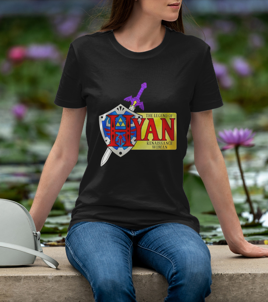 Hyan Renaissance Woman Legend Triforce Shield Sword T-Shirt