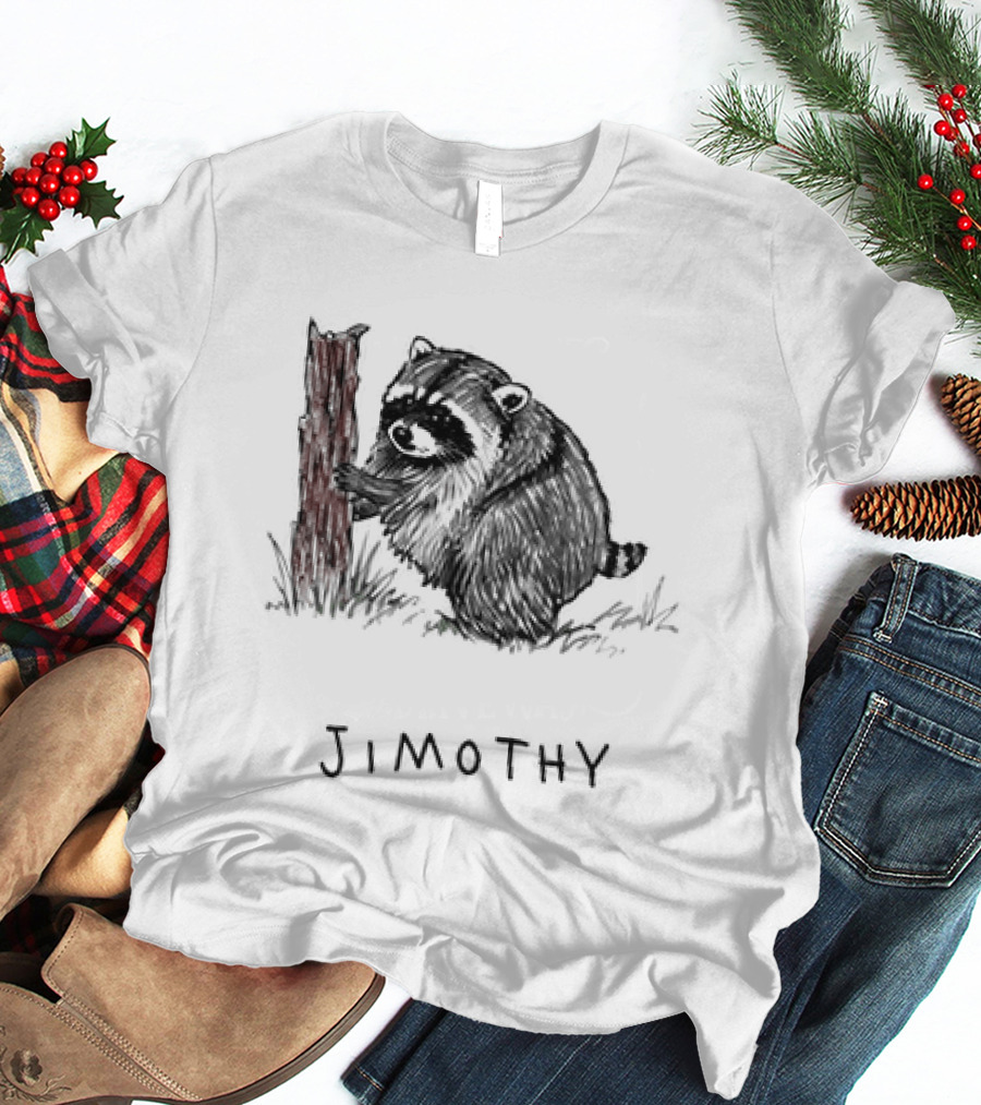 Jimothy Raccoon Hugging Tree Drawing T-Shirt