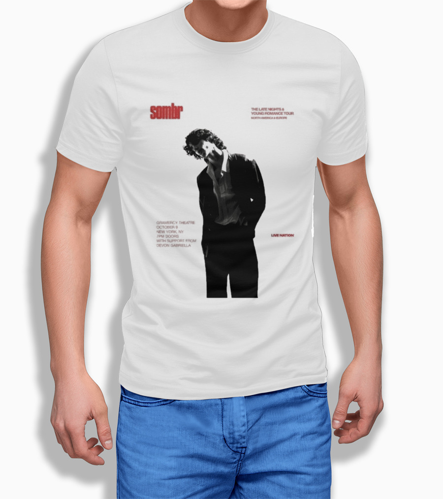 Sombr The Late Nights And Young Romance Tour Dates 2025 North America And Europe T-Shirt